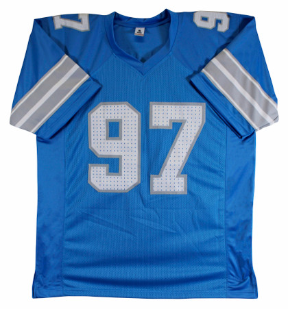 Aidan Hutchinson Authentic Signed Blue Pro Style Jersey BAS Witnessed 2