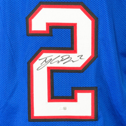 Tyler Bass Signed Buffalo Blue Football Jersey (JSA)