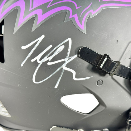 Ravens Triplets Signed Baltimore Ravens Authentic Eclipse Speed Full-Size Football Helmet (Beckett)