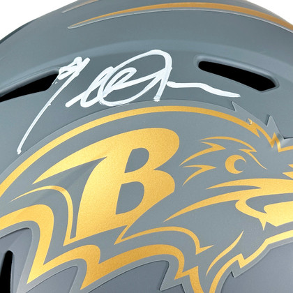 Terrell Suggs Signed Baltimore Ravens Slate Alternate Speed Full-Size Replica Football Helmet (JSA)