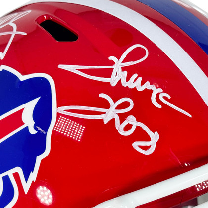Bills Triplets Signed Buffalo Bills Throwback 87-01 Speed Full-Size Replica Football Helmet (JSA)