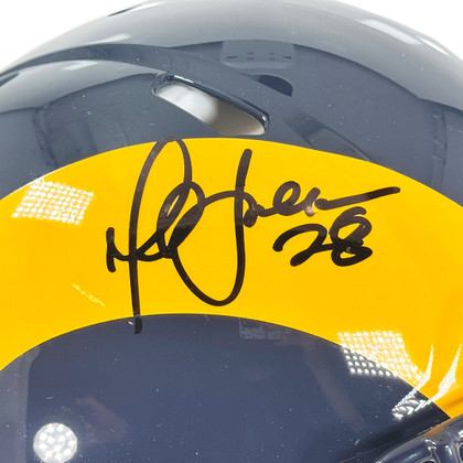 Marshall Faulk Signed Los Angeles Rams Throwback 81-99 Authentic Speed Full-Size Football Helmet (Beckett)