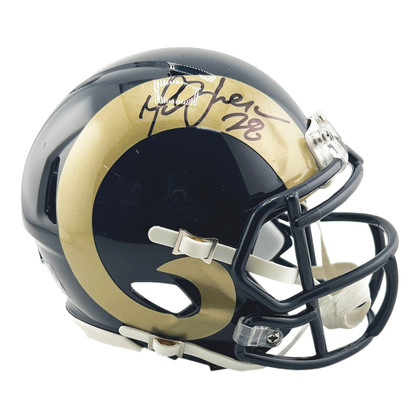 Marshall Faulk Signed Los Angeles Rams Throwback 00-16 Speed Mini Football Helmet (Beckett)