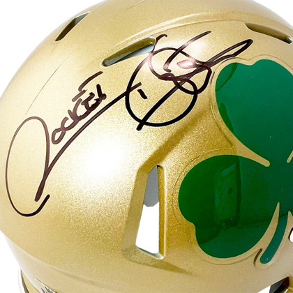 Rocket Ismail Signed Shamrock Inscription Notre Dame Fighting Irish Speed Mini Football Helmet (JSA)