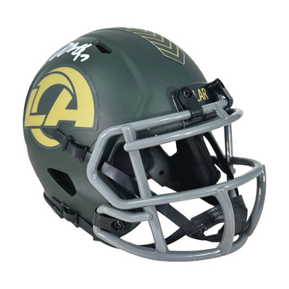 Davante Adams Signed Los Angeles Rams Salute to Service 2025 Mini Football Helmet (JSA)