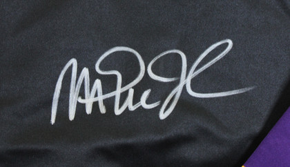 Lakers Magic Johnson Signed Black M&N Warm Up Jacket w/ Patches BAS Witnessed 2