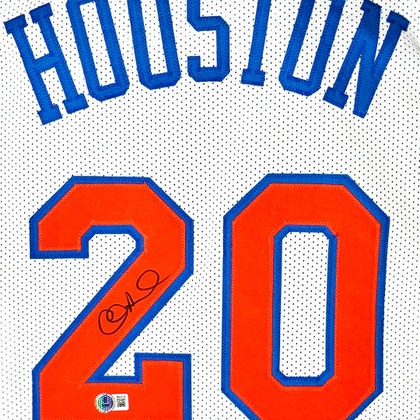 Alan Houston Signed New York White Basketball Jersey (Beckett)