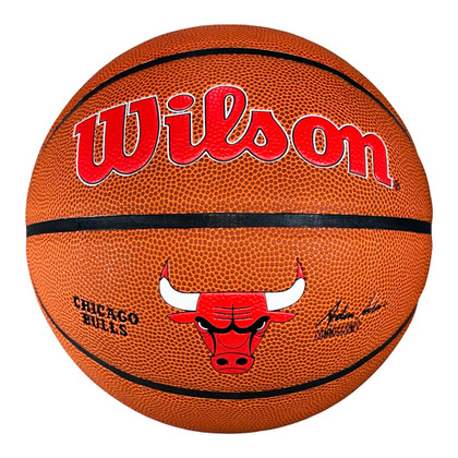 Dennis Rodman Signed 3 Peat Inscription Chicago Bulls Wilson NBA Team Logo Basketball (JSA)