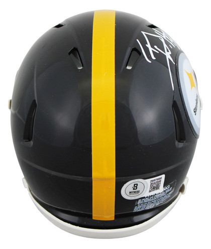 Steelers T.J. Watt Signed Speed Mini Helmet W/ Case w/ White Sig BAS Witnessed