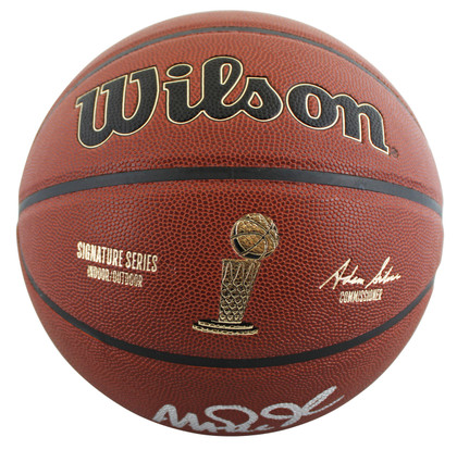 Lakers Magic Johnson Signed Wilson Trophy Series Basketball BAS Witnessed