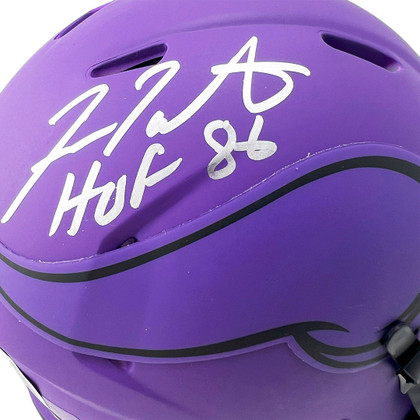 Frank Tarkenton Signed HOF 86 Inscription Minnesota Vikings Rave Mini Football Helmet (Beckett)