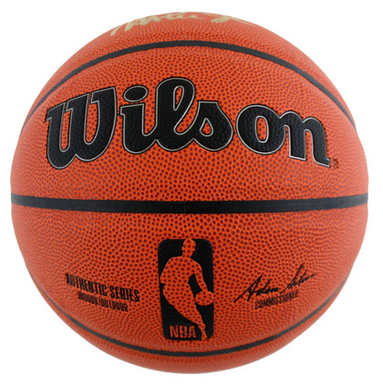 Lakers Magic Johnson Signed Wilson Basketball w/ Gold Sig w/ case BAS Wit
