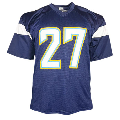 JC Jackson Signed Los Angeles Dark Blue Football Jersey (JSA)