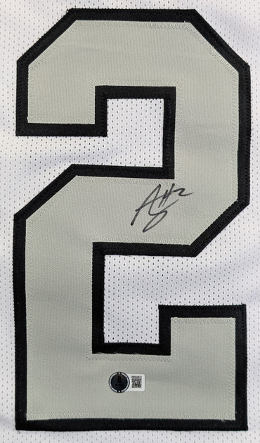 Ashton Jeanty Authentic Signed White Color Rush Pro Style Jersey BAS Witnessed