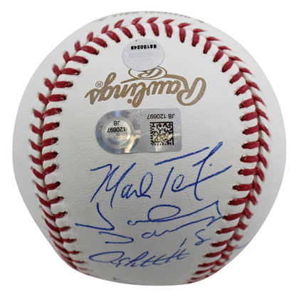 2009 Yankees (9) Jeter Rivera Posada Signed 2009 WS Logo Oml Baseball Steiner