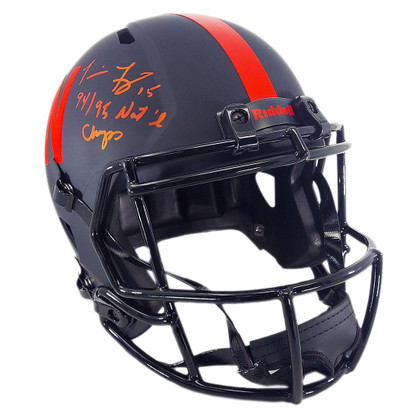 Tommie Frazier Signed 94/95 Nat'l Champs Inscription Nebraska Cornhuskers Speed Full-Size Football Helmet (Beckett)