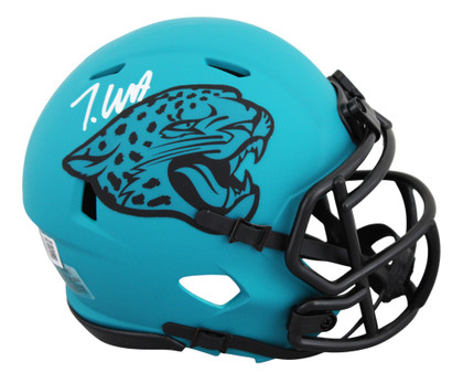Jaguars Travis Hunter Authentic Signed Rave Speed Mini Helmet BAS Witnessed