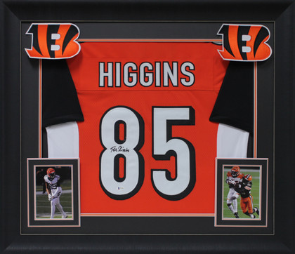 Tee Higgins Authentic Signed Orange Pro Style Framed Jersey BAS Witnessed Version 1
