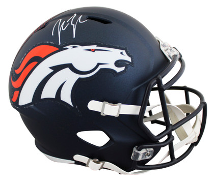 Broncos John Lynch Signed 2024 Full Size Speed Rep Helmet W/ Case BAS Witnessed