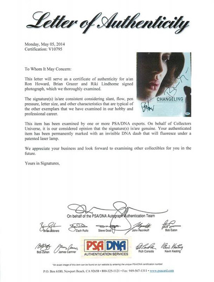 Changeling Cast (3) Ron Howard, Grazer & Lindhome Signed 11X14 Photo PSA #V10795