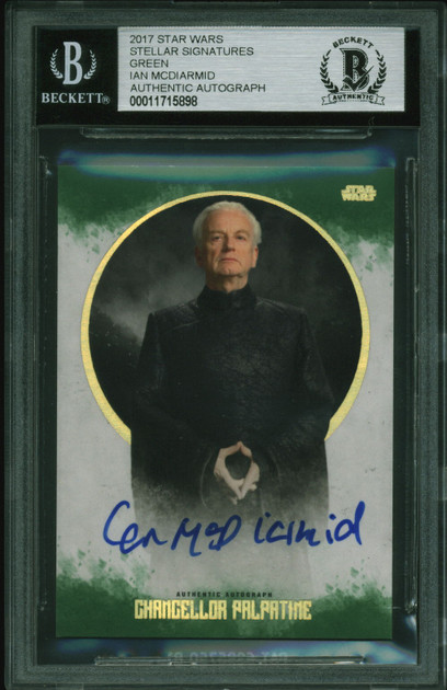 Ian McDiarmid Star Wars Signed 2017 Star Wars Stellar Signatures BAS Slabbed