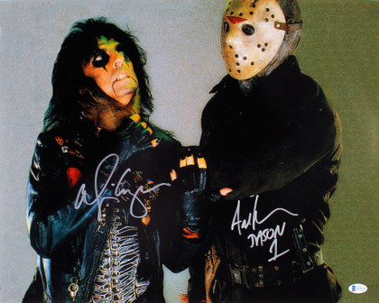 Alice Cooper & Ari Lehman Friday The 13th Signed 16x20 Photo BAS Witnessed