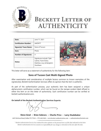 Sons Of Tucson (4) Labine, Dolce, Levy & Stockham Signed 10x15 Photo BAS AA03477