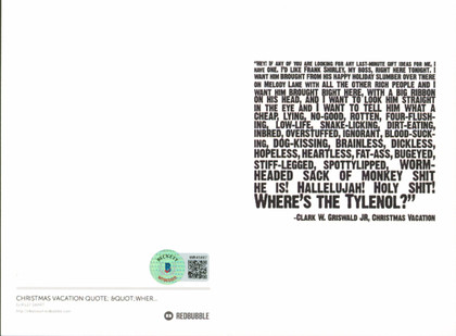 Chevy Chase Christmas Vacation Authentic Signed Quote Greeting Card BAS Witness