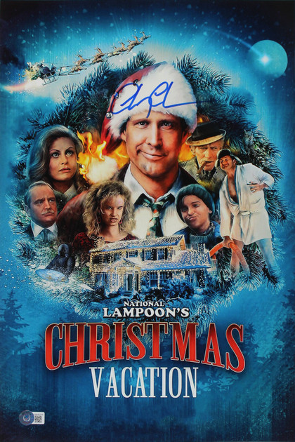 Chevy Chase Christmas Vacation Authentic Signed 12x18 Photo BAS Witnessed Version 1