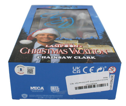 Chevy Chase Christmas Vacation Signed NECA Chainsaw Clark Figure Blue Sig BAS W