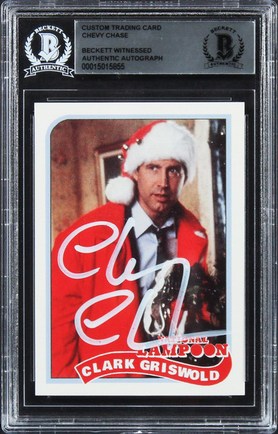 Chevy Chase Christmas Vacation Signed Griswold Custom Trading Card BAS Slabbed 8