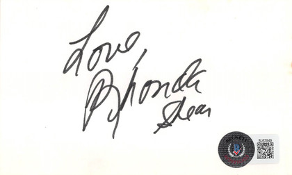 Rhonda Shear USA Up All Night "Love" Signed 3x5 Index Card BAS #BJ63949