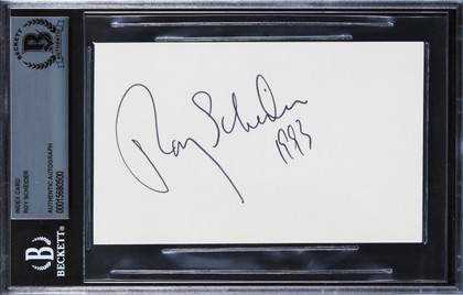 Roy Scheider Jaws "1993" Authentic Signed 3x5 Index Card BAS Slabbed