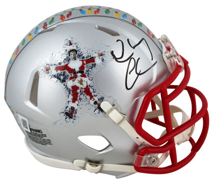 Chevy Chase Christmas Vacation Signed Silver Speed Mini Helmet BAS Wit #W499802
