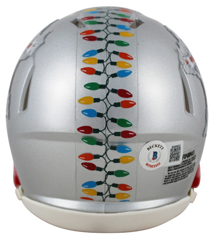 Chevy Chase Christmas Vacation Signed Silver Speed Mini Helmet BAS Wit #W499802