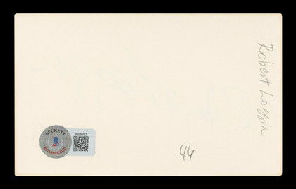 Robert Loggia Big Authentic Signed 3x5 Index Card Autographed BAS #BL96593