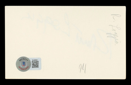 Robert Loggia Big Authentic Signed 3x5 Index Card Autographed BAS #BL96591