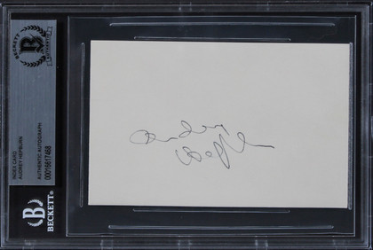 Audrey Hepburn Breakfast At Tiffany's Signed 3x5 Index Card BAS Slabbed