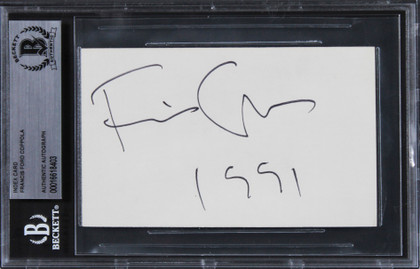 Francis Ford Coppola The Godfather "1991" Signed 3x5 Index Card BAS Slabbed