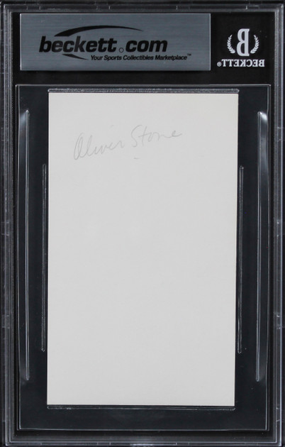 Oliver Stone Platoon Authentic Signed 3x5 Index Card Autographed BAS Slabbed 1