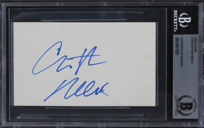 Christopher Reeve Superman Authentic Signed 3x5 Index Card BAS Slabbed 2