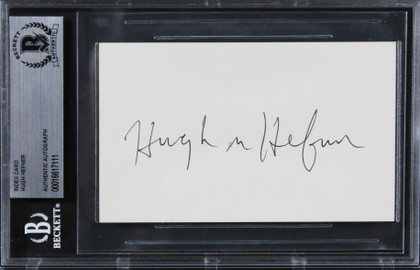 Hugh Hefner Playboy Authentic Signed 3x5 Index Card Autographed BAS Slabbed 1