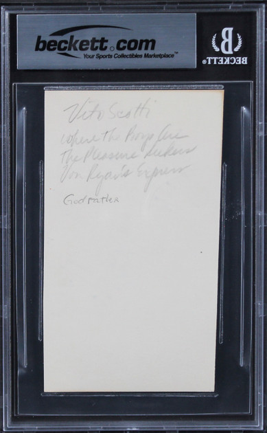Vito Scotti The Godfather Authentic Signed 3x5 Index Card BAS Slabbed