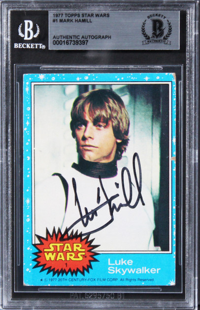 Mark Hamill Star Wars Authentic Signed 1977 Star Wars #1 Card BAS Slabbed 4
