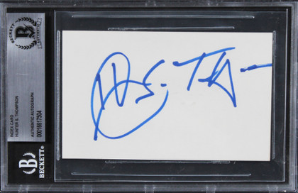 Hunter S. Thompson Fear & Loathing In Las Vegas Signed 3x5 Index Card BAS Slab 1