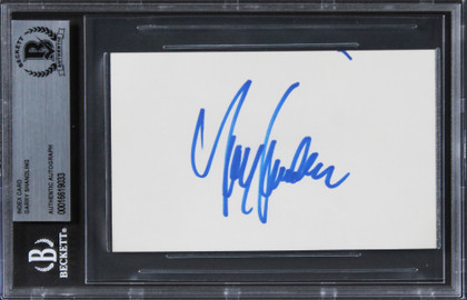 Garry Shandling The Larry Sanders Show Signed 3x5 Index Card BAS Slabbed