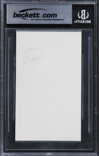 Haing S. Ngor The Killing Fields Authentic Signed 3x5 Index Card BAS Slabbed Version 1