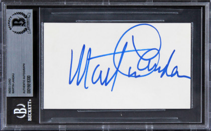 Martin Landau Crimes and Misdemeanors Signed 3x5 Index Card BAS Slabbed 2