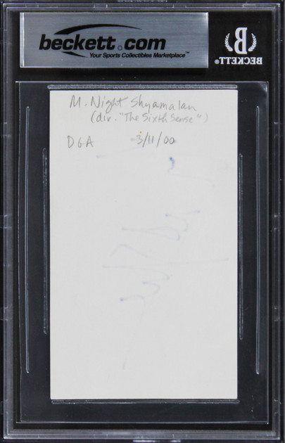 M. Night Shyamalan The Sixth Sense Authentic Signed 3x5 Index Card BAS Slabbed 1