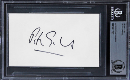 Peter Gabriel Genesis Authentic Signed 3x5 Index Card Autographed BAS Slabbed